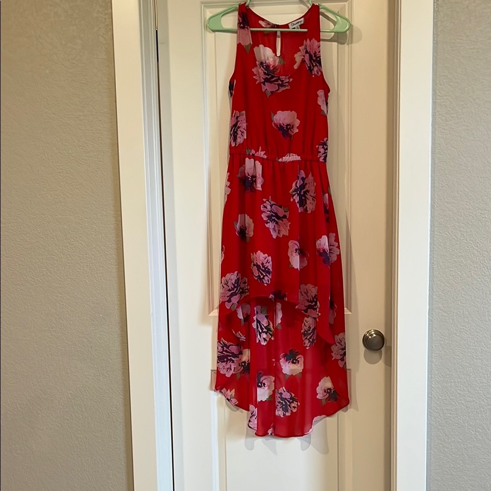 Olsenboye Red High Low Sundress for Wedding Guests